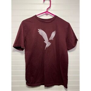 American Eagle Kids Burgundy Glitter Eagle Logo TShirt Size S